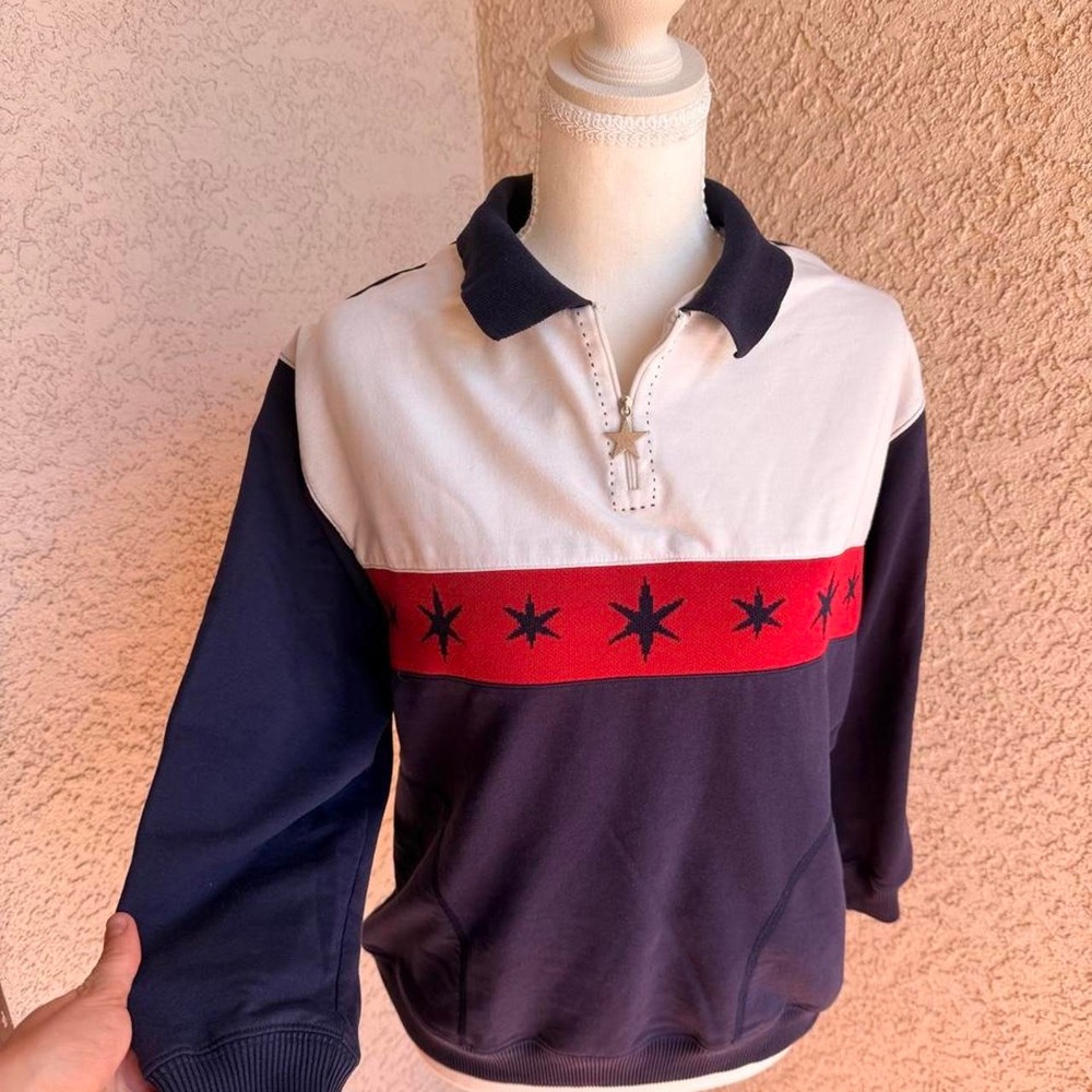 Vintage 90s flag quarter zip sweatshirt